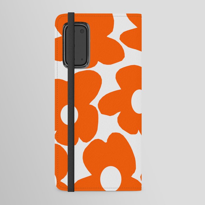 Orange Retro Flowers White Background #decor #society6 #buyart Android Wallet Case by Päivi Vikström | Society6 Orange Retro... 