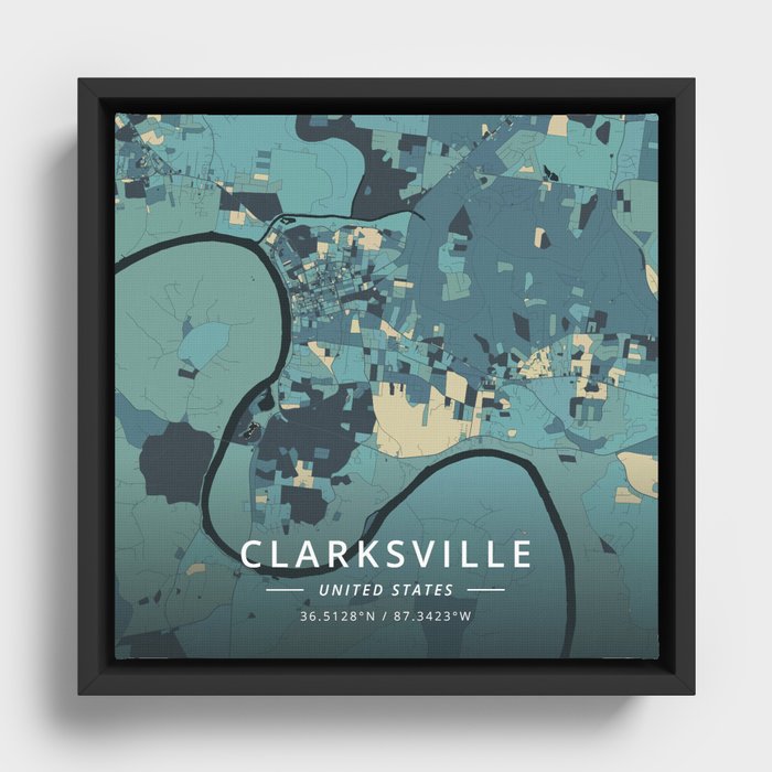 Clarksville, United States - Cream Blue Framed Canvas