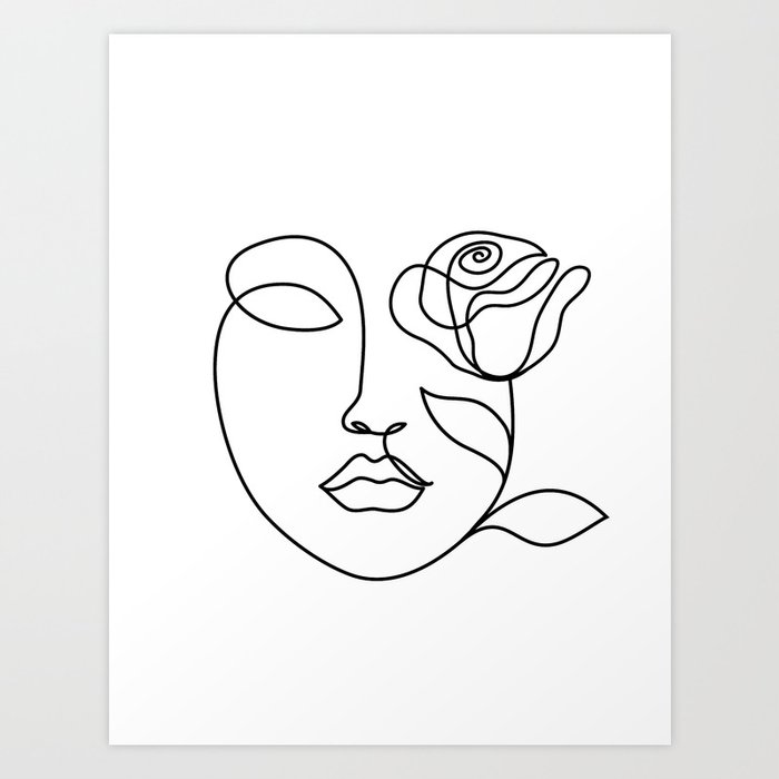 Abstract Face Print Eyelash Print Line Illustration One Line Drawing Minimalist Gallery