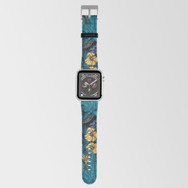 Tropical garden in blue and yellow Apple Watch Band