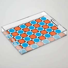 Colorful Dotted Checkered Retro Polka Dot Checkerboard Checked Dots Pattern Acrylic Tray