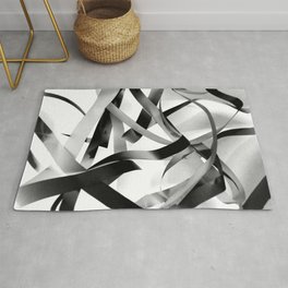 Black paper stripes Rug | Page, White, Vintage, Digital, Black And White, Torn, Retro, Abstract, Backdrop, Black 