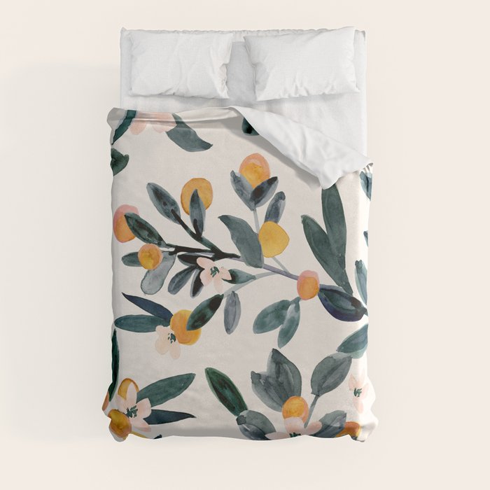Clementine Sprigs Duvet Cover by Crystal W Design Society6
