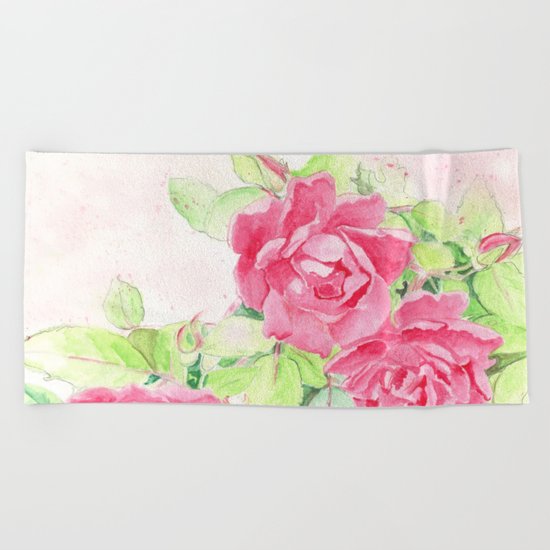 Cafe Roses Beach Towel