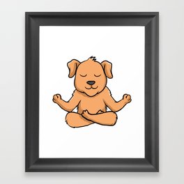 Cute dog in meditation pose crossed legs yoga Framed Art Print