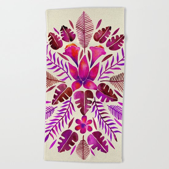 Tropical Symmetry – Magenta Beach Towel