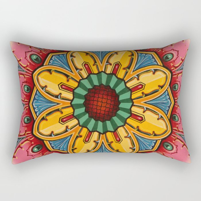 Indian Mandala Flower Rectangular Pillow