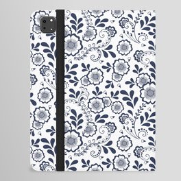 Navy Blue Eastern Floral Pattern iPad Folio Case