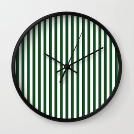 Original Forest Green and White Rustic Vertical Tent Stripes Wall Clock