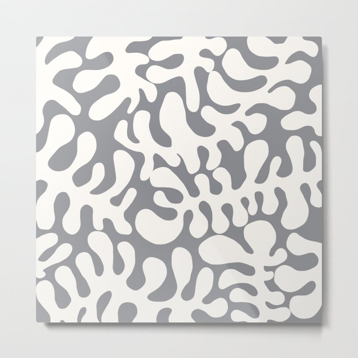 White Matisse cut outs seaweed pattern 10 Metal Print