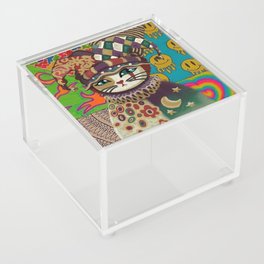 Cat in a joker costume Acrylic Box