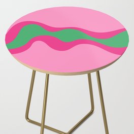Ance - Groovy Wavey Colorful Retro Art Design in Pink and Green Side Table