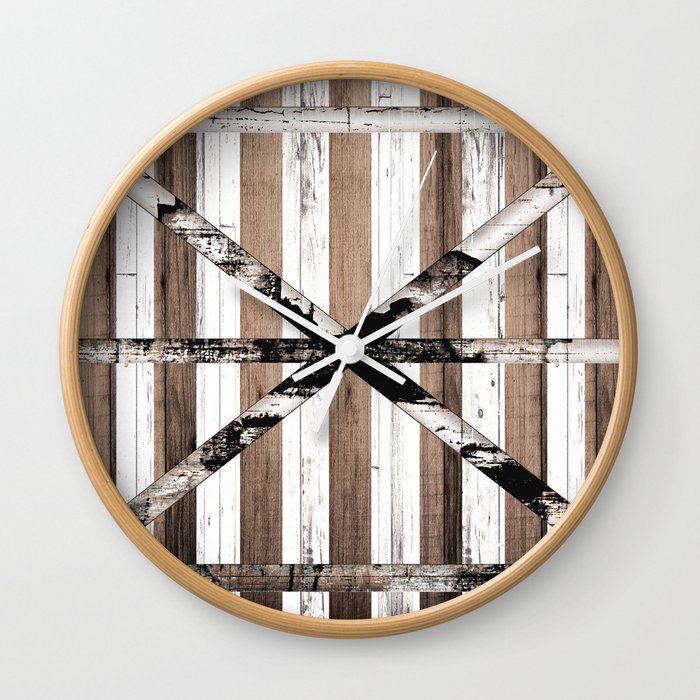 Rustic Multi Wood Barn Door Wall Clock By Christyne Society6
