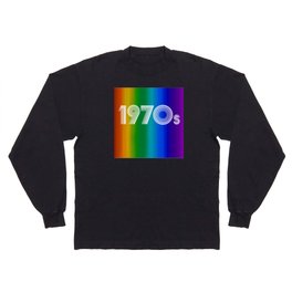 Rainbow Pride 1970s Retro Disco Font  Long Sleeve T-shirt