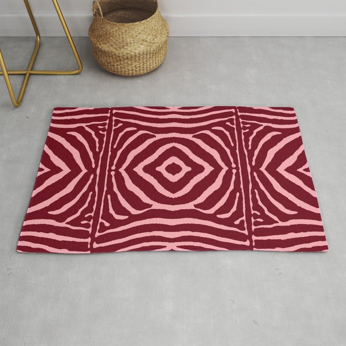 Zebra Wild Animal Print 730 Burgundy and Pink Rug