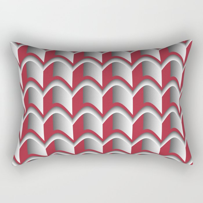 Abstract Red&Grey Pattern Rectangular Pillow