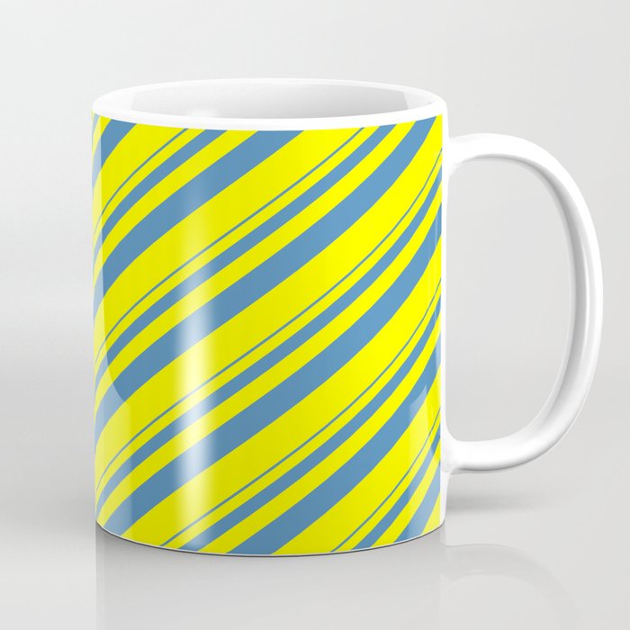 Blue and Yellow Colored Striped Pattern Coffee Mug