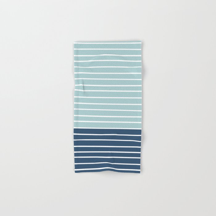 Minimal, Stripes, Pattern, Teal and Navy Hand & Bath Towel