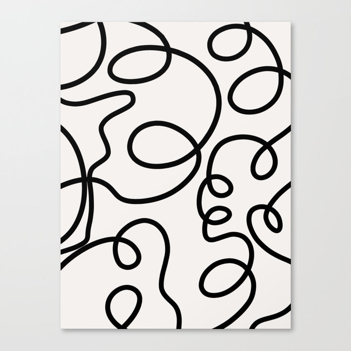 Mid Century Modern Print Black And White Abstract Wall Art Brush Strokes Lines Shapes Abstract Decor Canvas Print