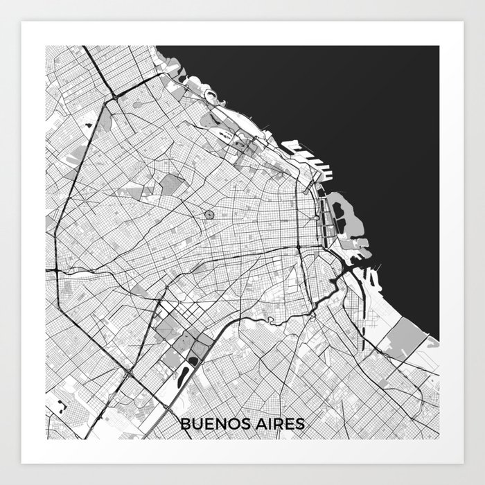 Buenos Aires City Map Gray Art Print by City Art Posters | Society6