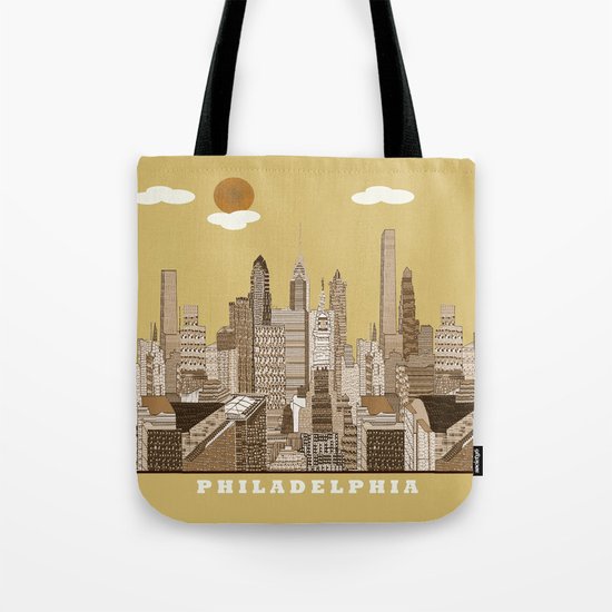 Philadelphia skyline vintage Tote Bag