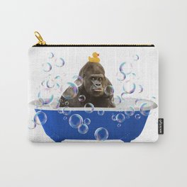 Gorilla - Blue Bathtub  - Soap Bubbles - Rubber Duck Carry-All Pouch