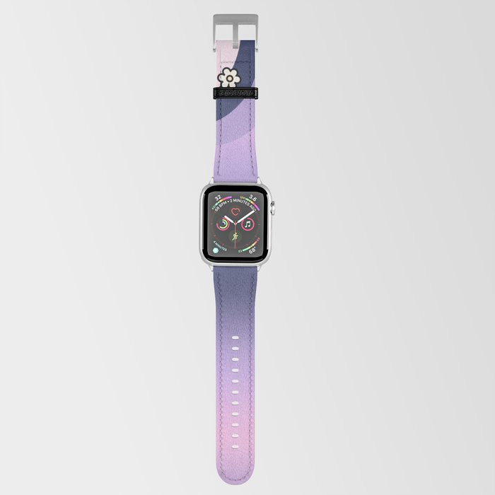 Gradient Retro 70s Rainbow And Flowers Lavender Apple Watch Band