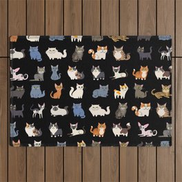 CATS on black Outdoor Rug