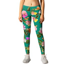 Frida Floral Leggings | Graphic Design, Mexican, Cutflowers, Curated, Tropical, Gardenroses, Flowering, Woman, Botanical, Mexico 