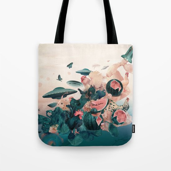 Watermelon&Black cock Tote Bag