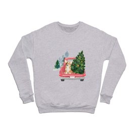 Driving Home For Christmas - Corgi On Red Xmas Car  Crewneck Sweatshirt