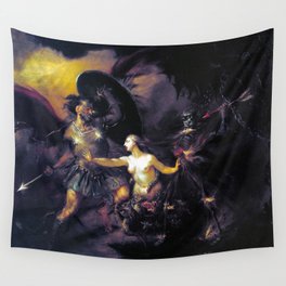 Satan, Sin and Death, Scene from Miltons Paradise Lost, William Hogarth 1735 Wall Tapestry