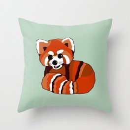 Red panda on mint Throw Pillow