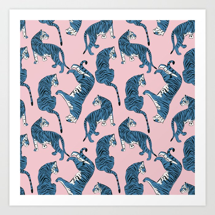 Blue Tiger Pattern 003 Art Print