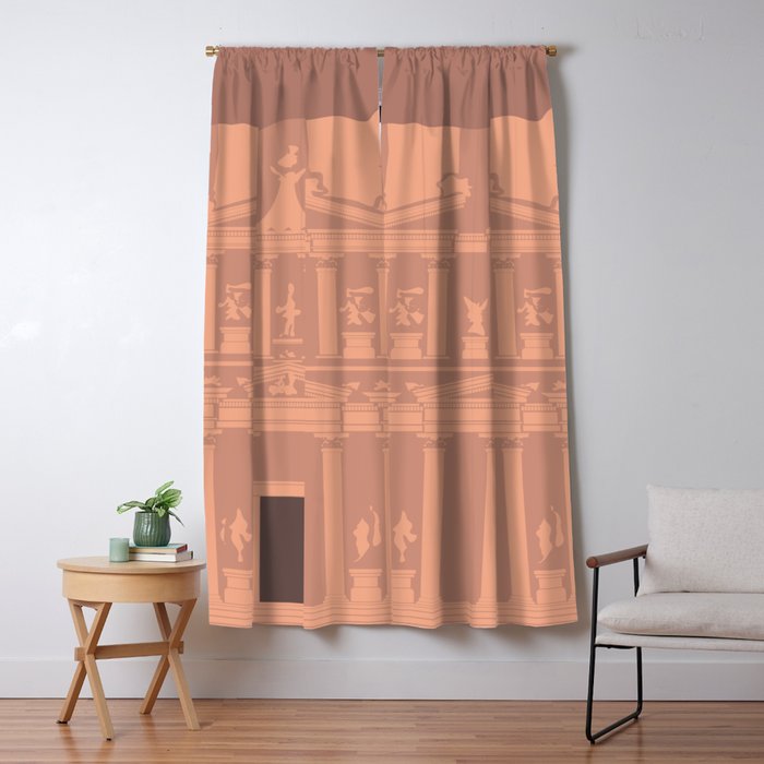 The Treasury At Petra Block Type Travel Poster Blackout Curtain By Carrielymandesigns