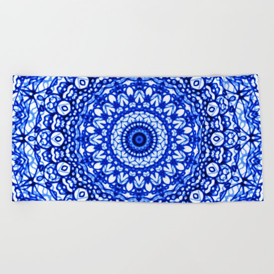 Blue Mandala Mehndi Style G403 Beach Towel