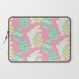 Colorful Pastel Easter Egg Rabbit Pattern Laptop Sleeve