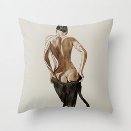 Girl Dressing Up Watercolour Painting Throw Pillow