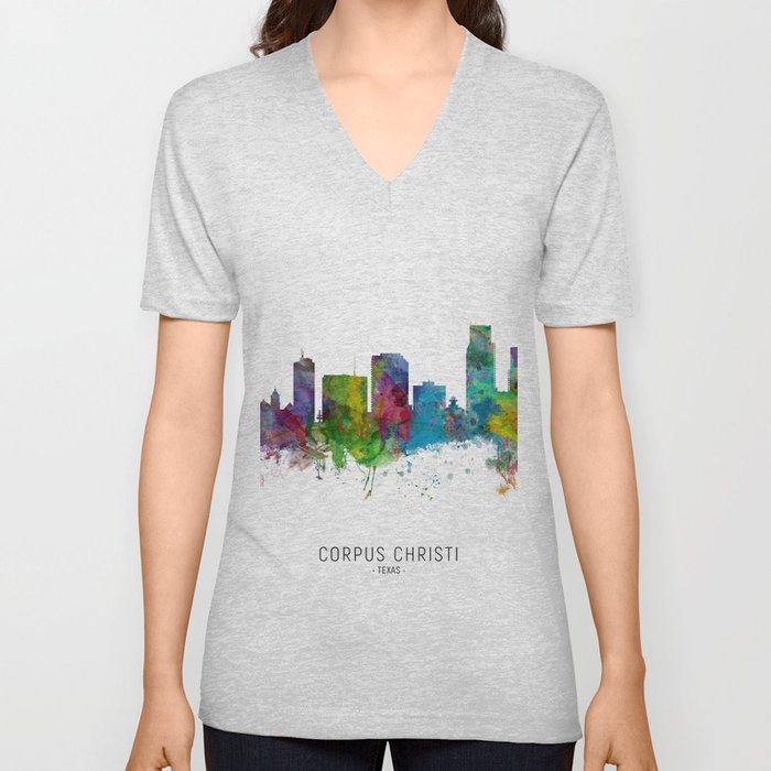 Corpus Christi Texas Skyline V Neck T Shirt