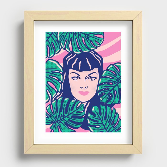 Retro Rainforest Babe - Green Recessed Framed Print