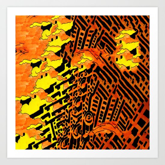 Nightmares: City Asleep in the Raging Inferno Art Print