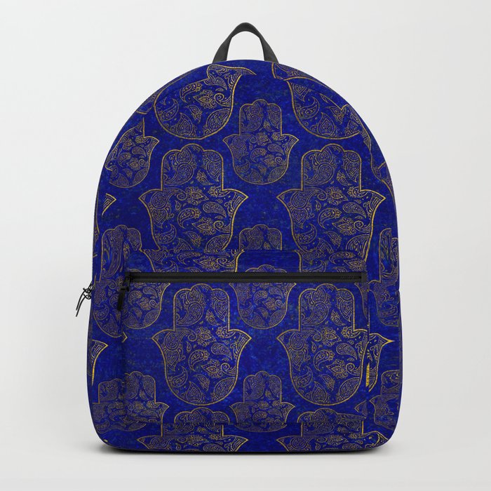 Hamsa Hand pattern - gold on lapis lazuli Backpack
