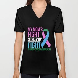 Thyroid Cancer Ribbon Awareness Survivor V Neck T Shirt