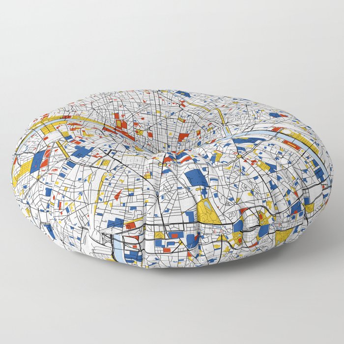 Paris Mondrian Map Art Floor Pillow