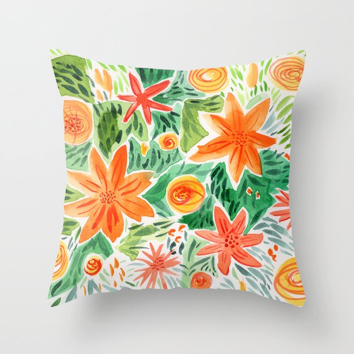 cool Flowers Throw Pillow
