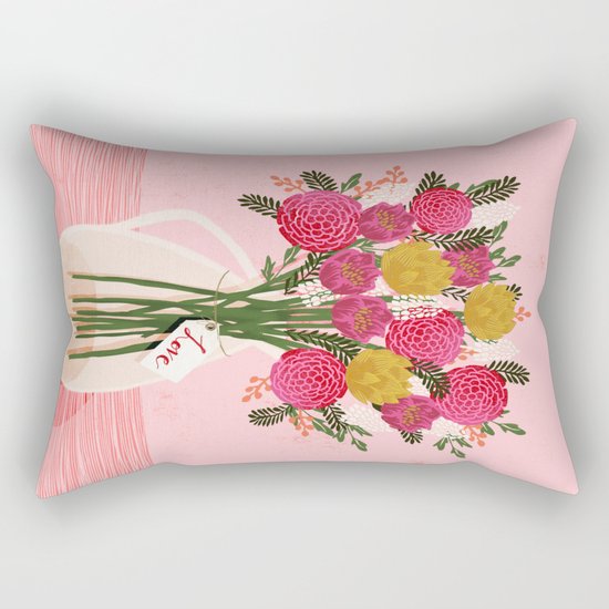 Valentines Day Bouquet floral vase flower by Andrea Lauren Rectangular Pillow