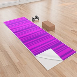 [ Thumbnail: Fuchsia & Dark Violet Colored Lined Pattern Yoga Towel ]
