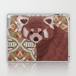 Red panda on a beautiful modern patterned background Laptop Skin