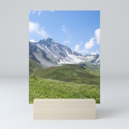 French alps summer mountain art print - green and blue landscape - nature and travel photography Mini Art Print