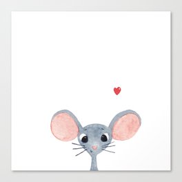 Cute little mouse in love Canvas Print